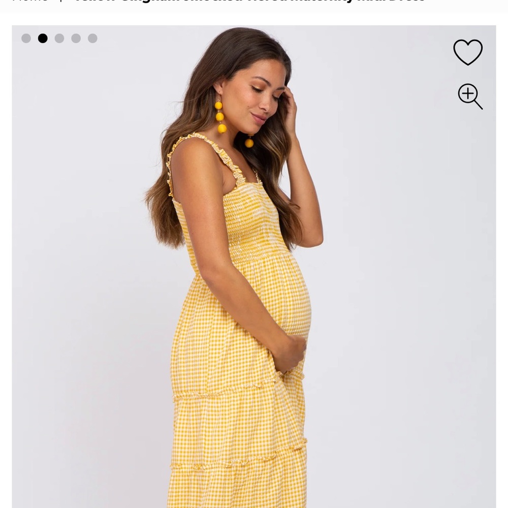 Pink Blush Yellow Maternity Midi Dress